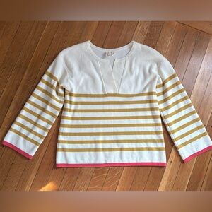 Anthropologie White and Gold Striped Top